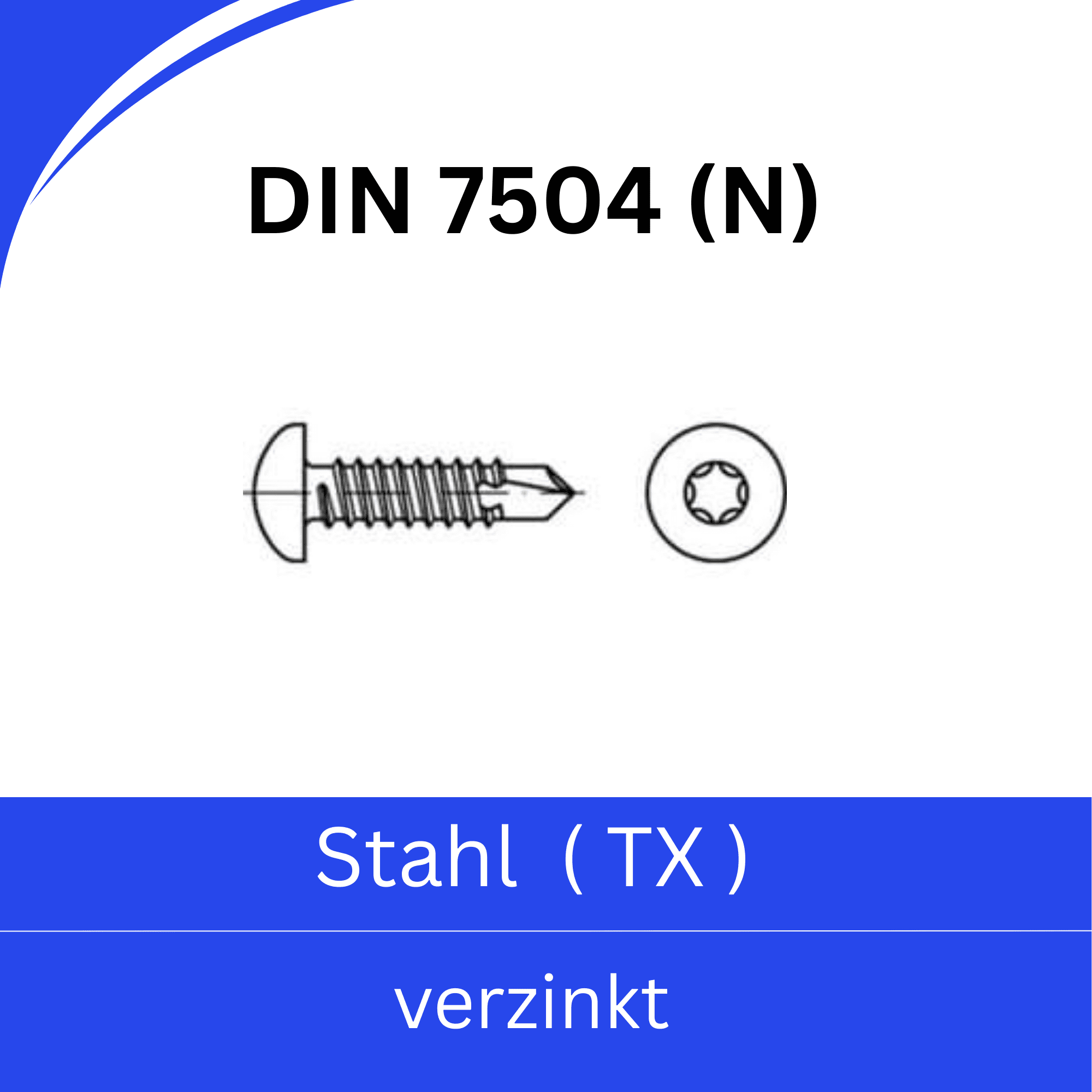 Bild von ➤ Kategorie: DIN 7504 (N-ISR = Innensechsrund (TX)) Stahl verzinkt